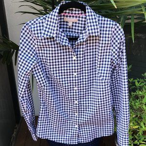 BANANA REPUBLIC | Black & White Gingham Fitted Blouse - 6